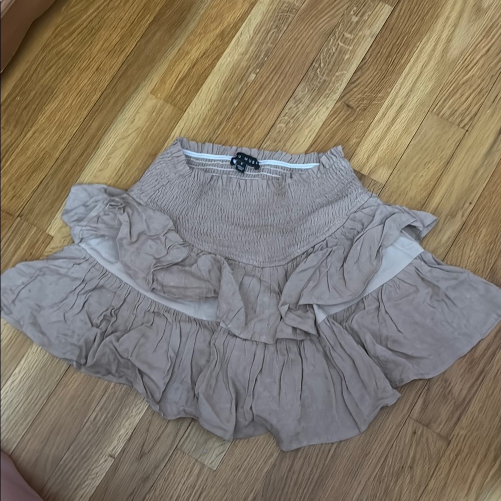 Gray Mini Skater Skirt with Ruffled Tiers